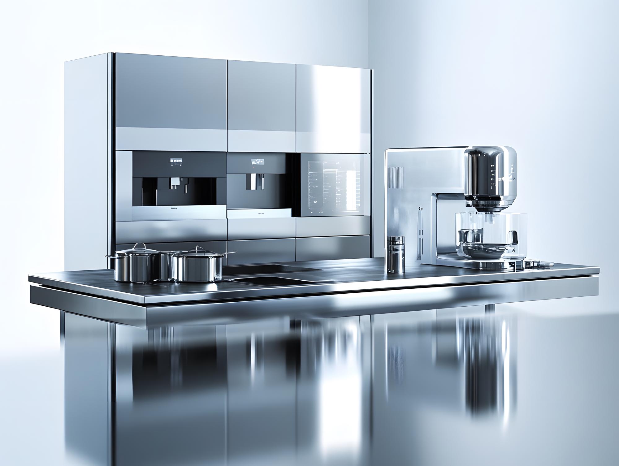 futuristic culinary workspace with modern tools and plated dish